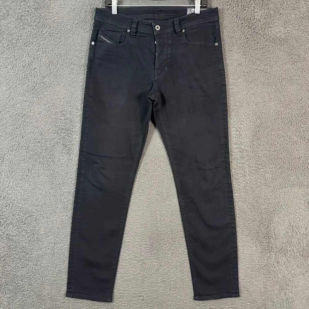 Diesel Jeans Mens 32x32 Black Larkee Beex Regular Tapered Fit Stretch Denim